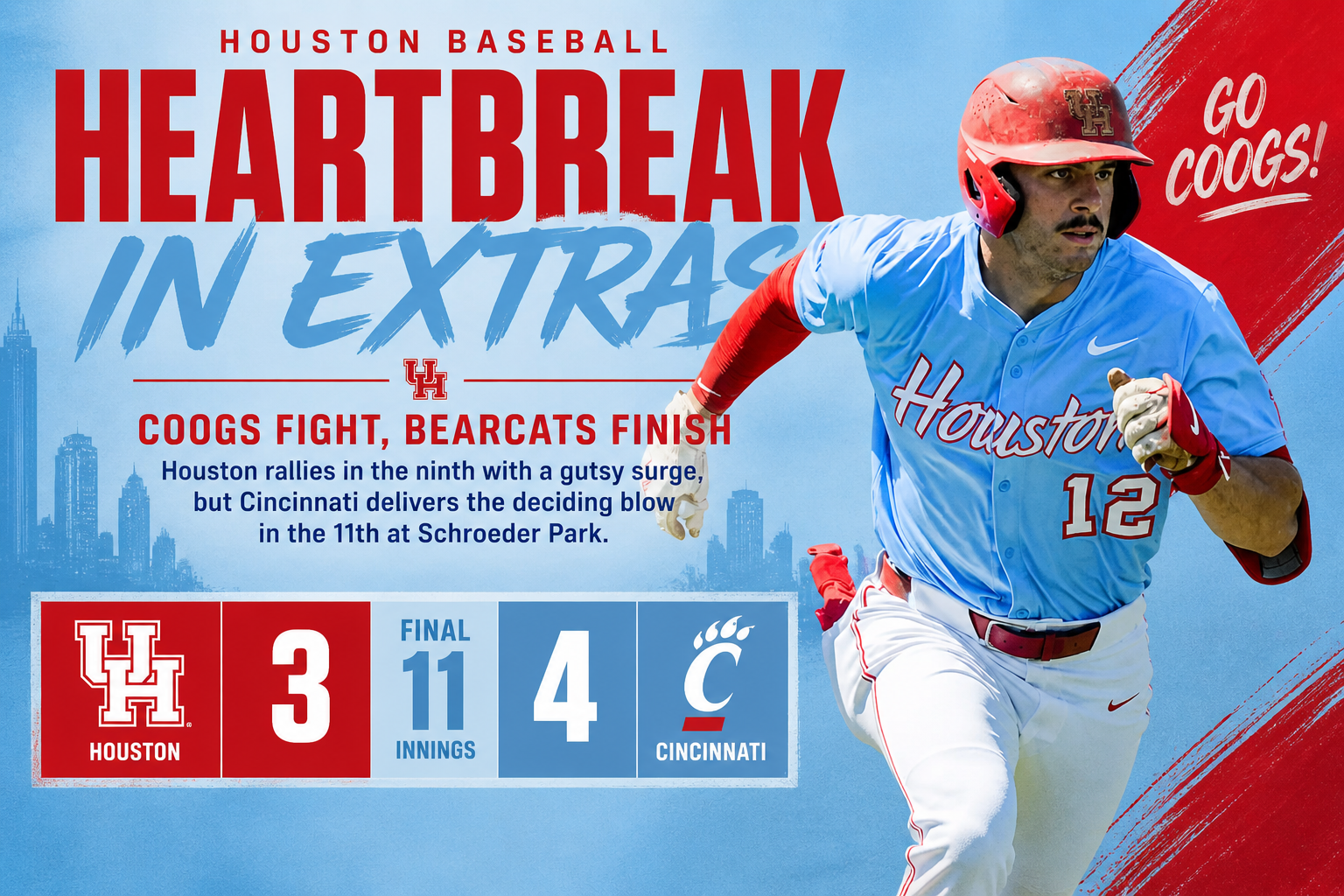 Houston Baseball drops to Cincinnati