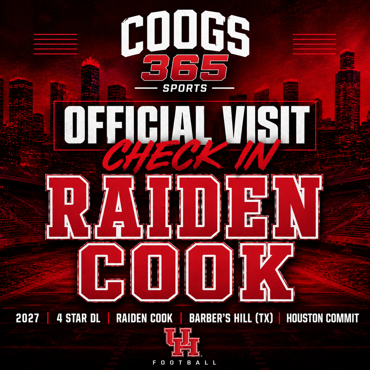 Houston Commit Raiden Cook  OV set today