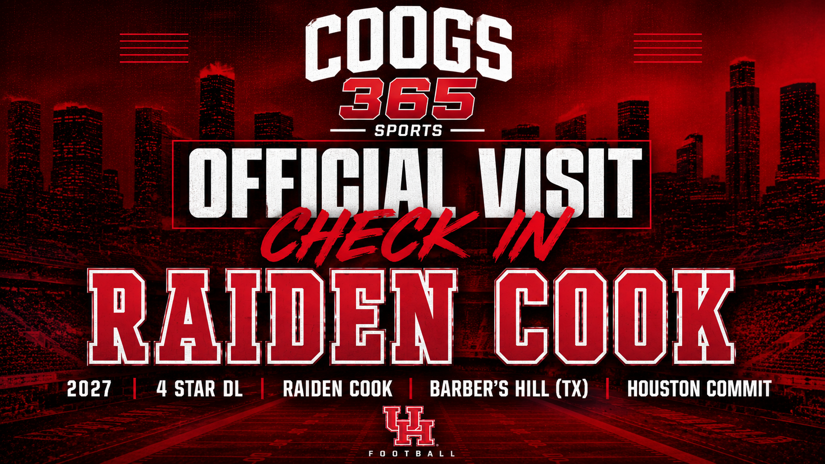 Houston Commit Raiden Cook  OV set today