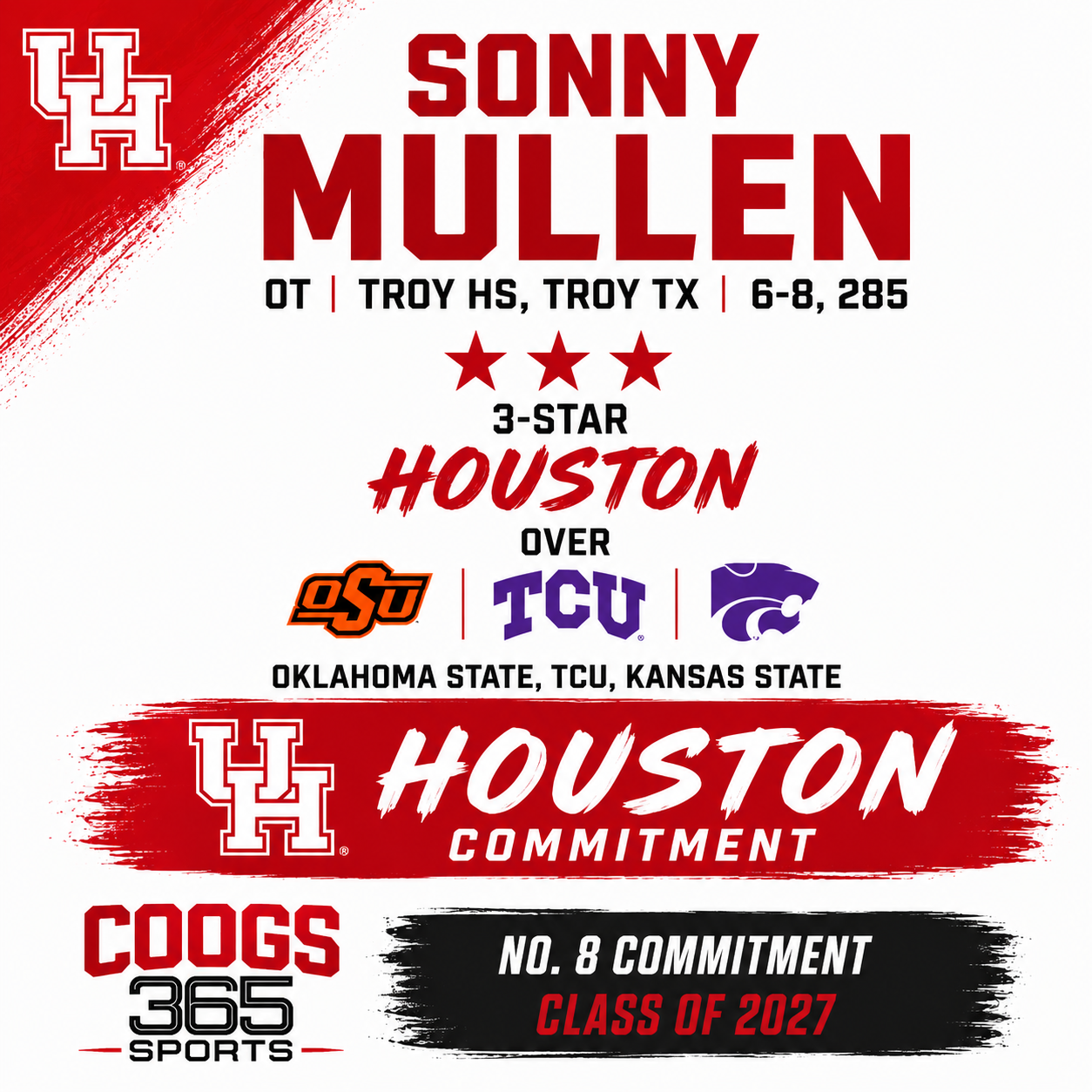 '27 Sonny Mullen 3 Star OT Commits to Houston