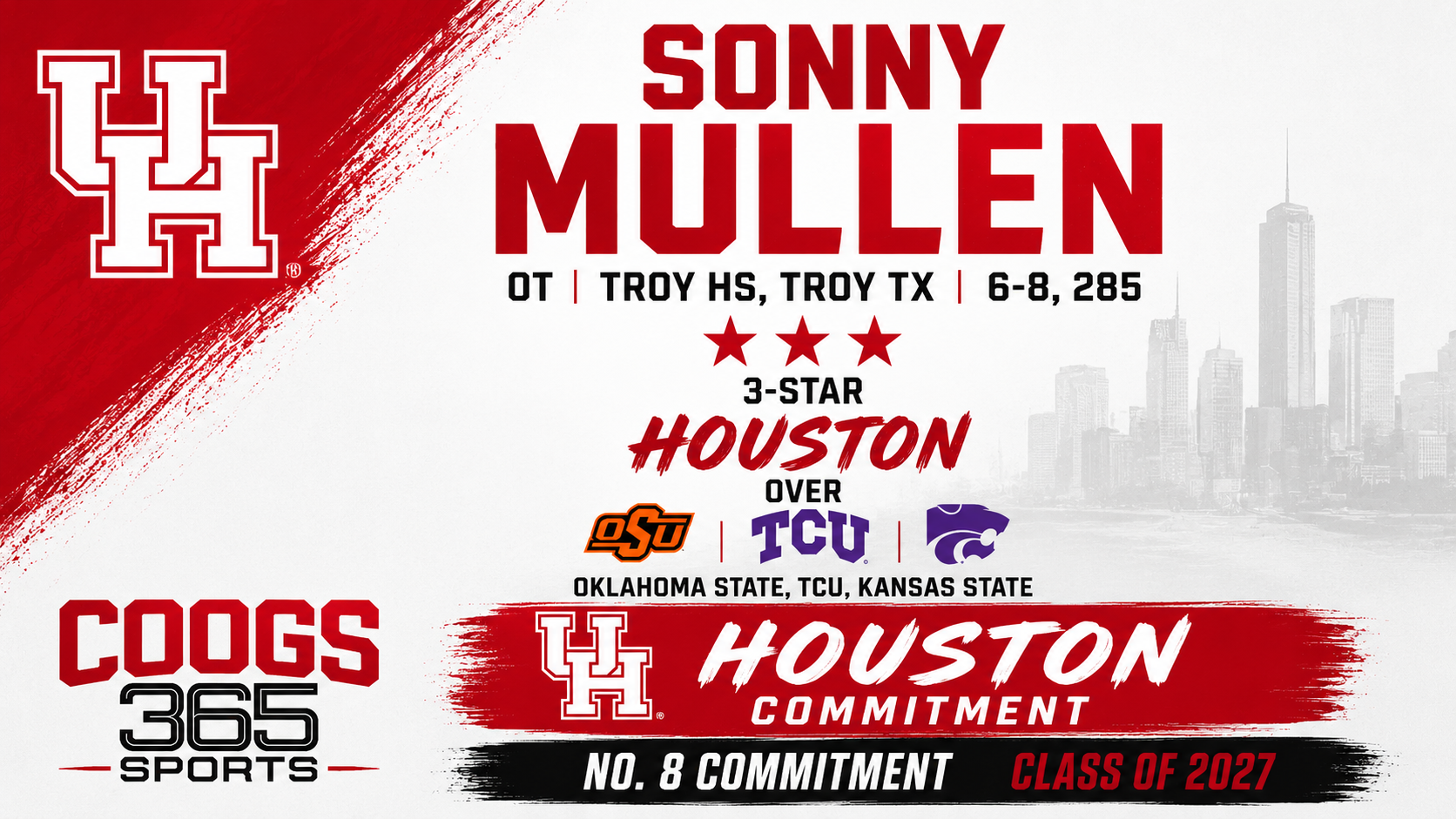 '27 Sonny Mullen 3 Star OT Commits to Houston