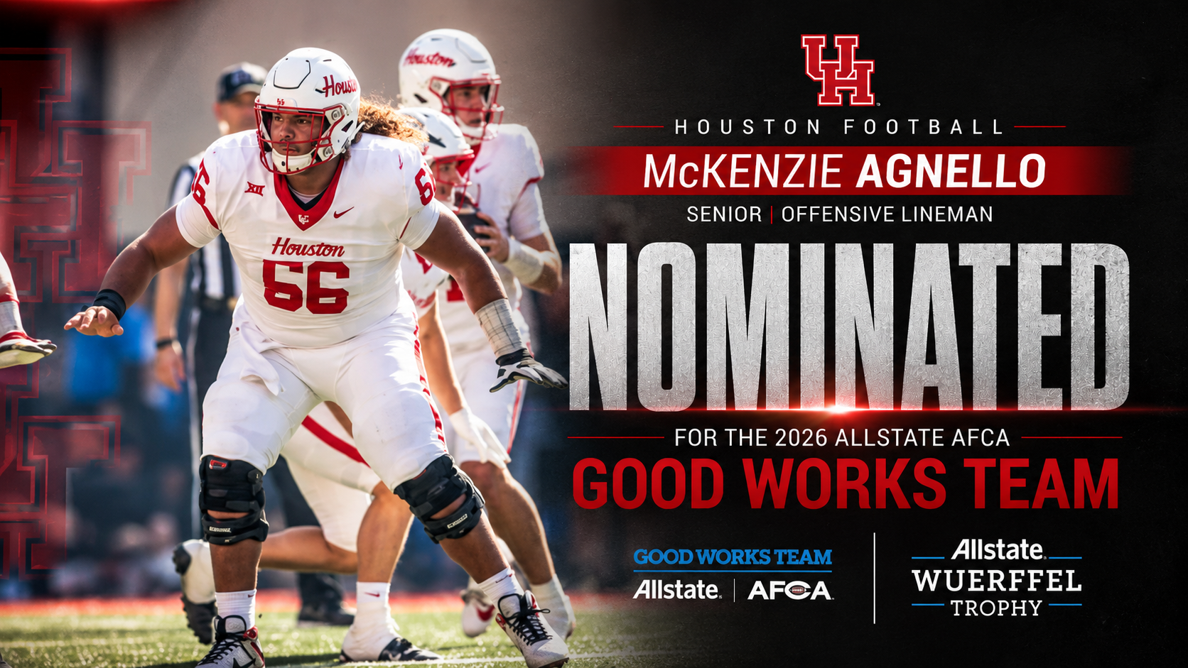 Senior,McKenzie Agnello nominated to the Allstate 2026 AFCA Good Works Team