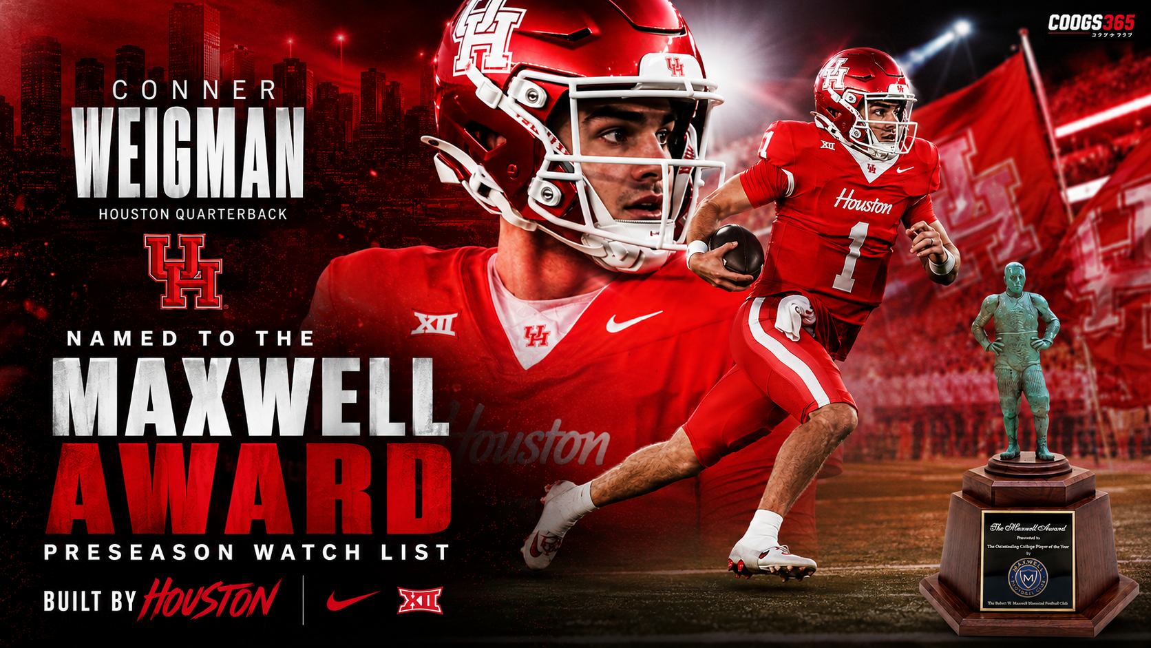 Houston QB Conner Weigman named to Maxwell Award Pre-Season Watch List