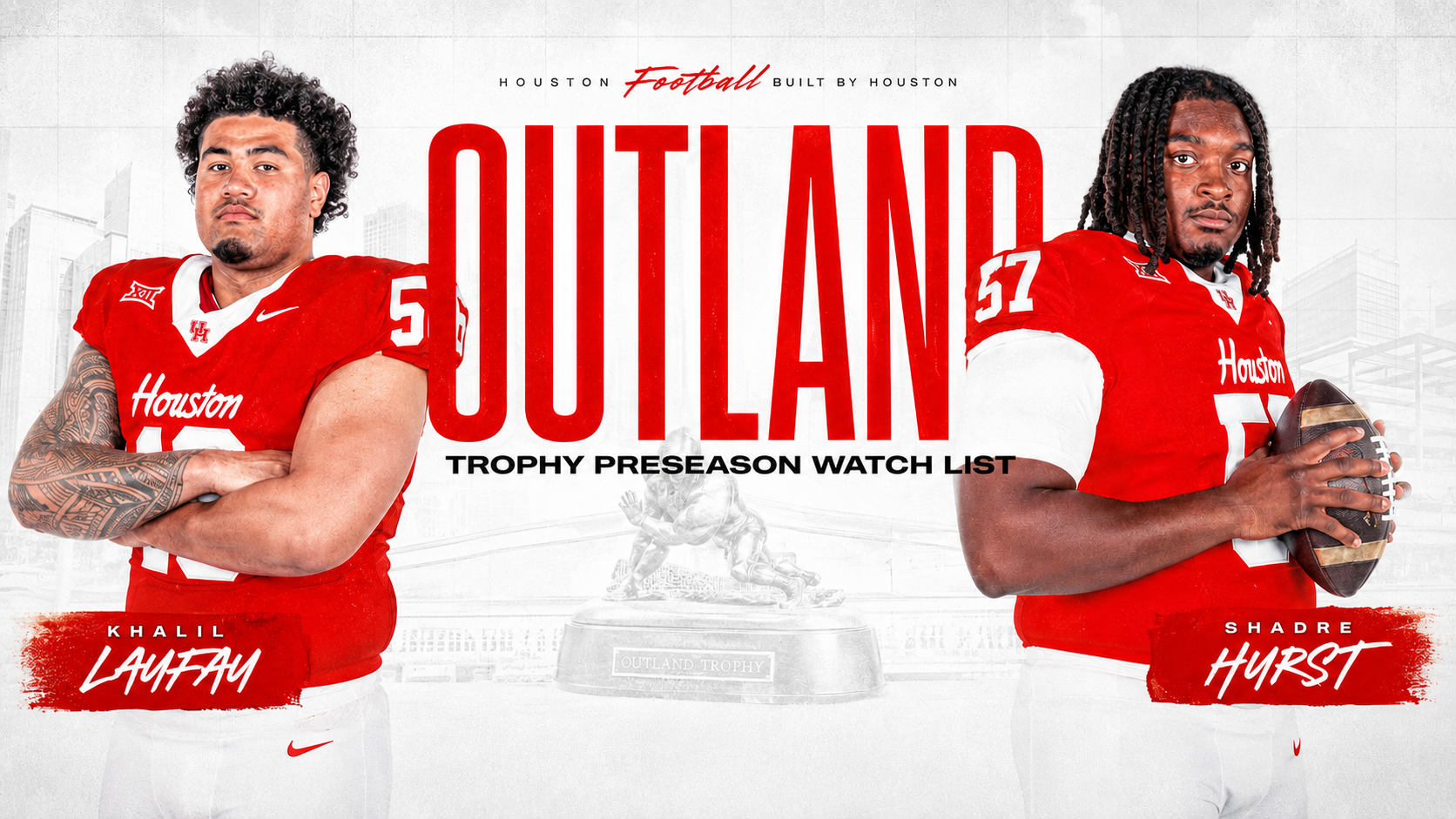 Guard Shadre Hurst and defensive lineman Khalil Laufau name to Outland Trophy Preseason Watch List