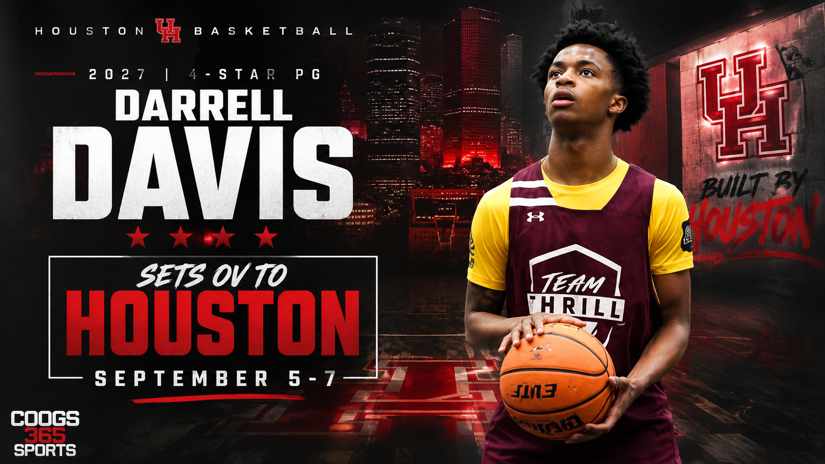 4 Star PG , Darrell Davis sets OV to Houston