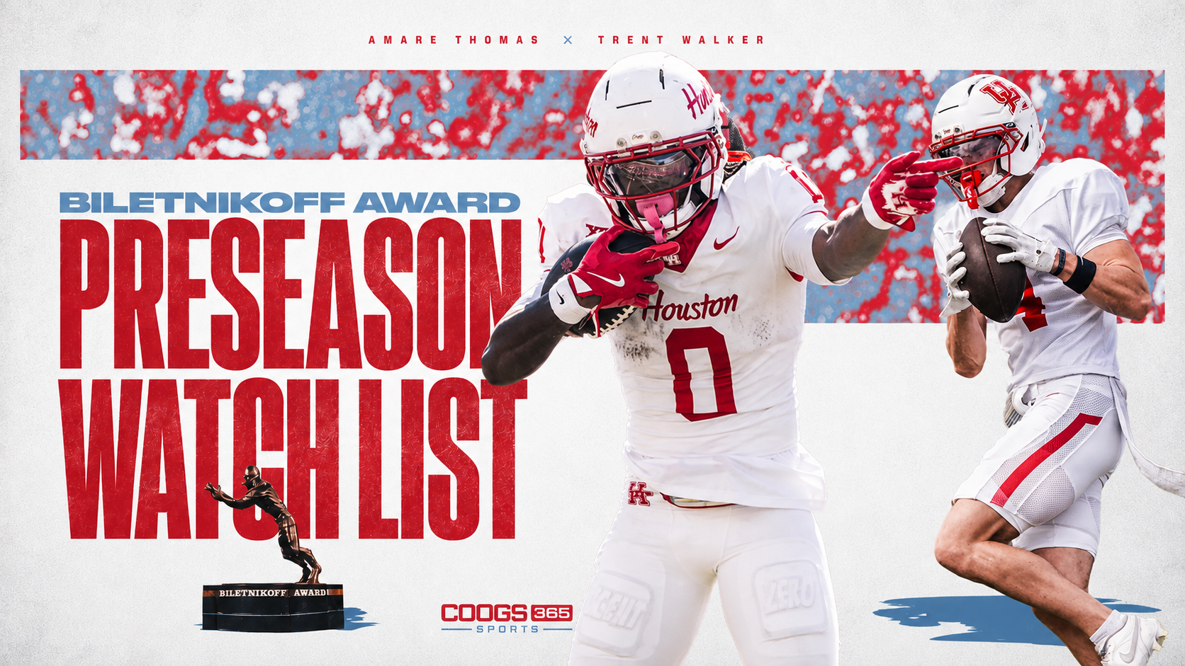 Houston WR Duo,  Amare Thomas & Trent Walker make Biletnikoff Award  Preseason Watchlist