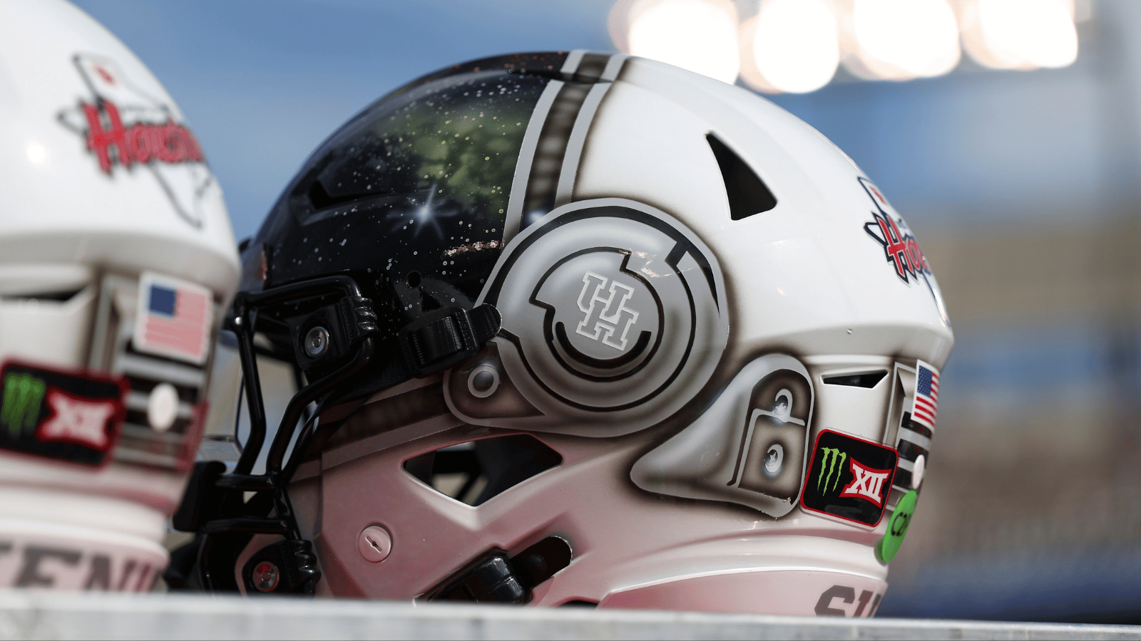 Oct 3, 2026; Houston, Texas, USA; View of a Houston Cougars helmet before the game against the UCF Knights at TDECU Stadium.